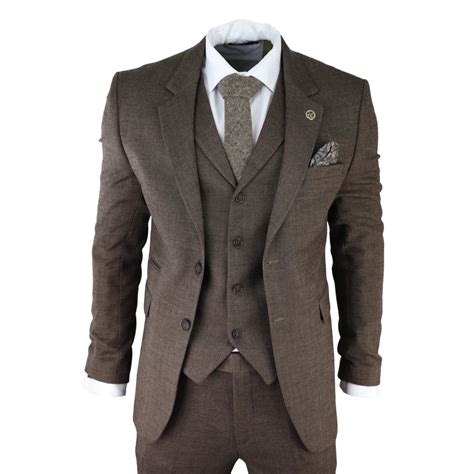 Tweed 3 Piece Wedding Suit Cheap Sale