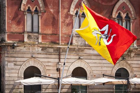 Flying Sicilian Flag Editorial Image Image Of Italian 93345340