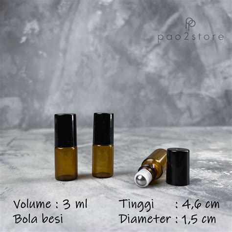 Jual Botol Roll On 3ml Kaca AMBER Coklat Essential Oil Parfum