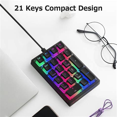 IBlancod K10 21 Keys Wired Mechanical Numeric Keyboard Backlight Effect