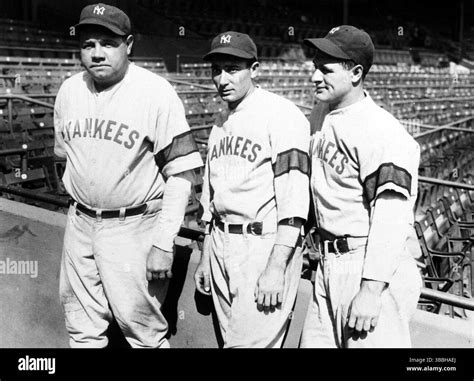 Babe Ruth Tony Lazzeri Lou Gehrig In New York Yankees Uniforms 1929 Stock Photo Alamy