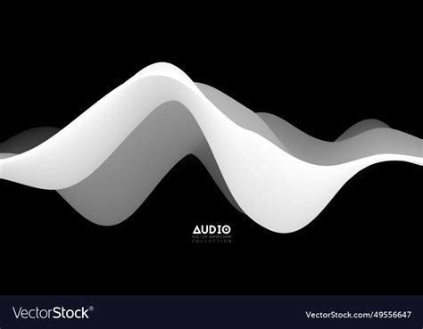 Sound wave visualiztion 3d black and white solid Vector Image