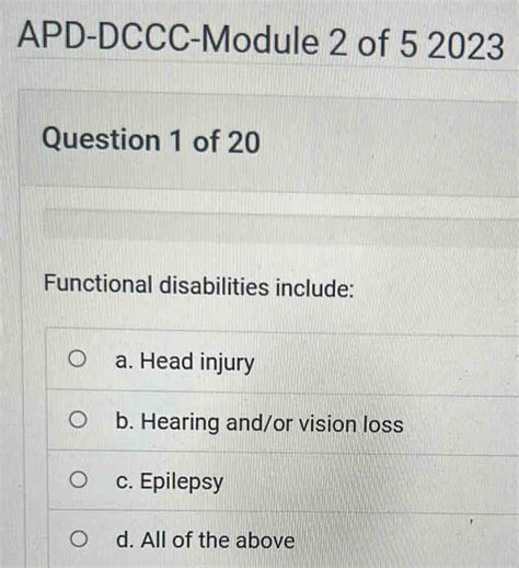 Solved APD DCCC Module 2 Of 5 2023 Question 1 Of 20 Functional