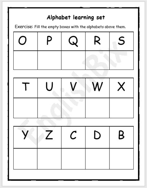 Fill The Box With Uppercase Letters Worksheet Englishbix