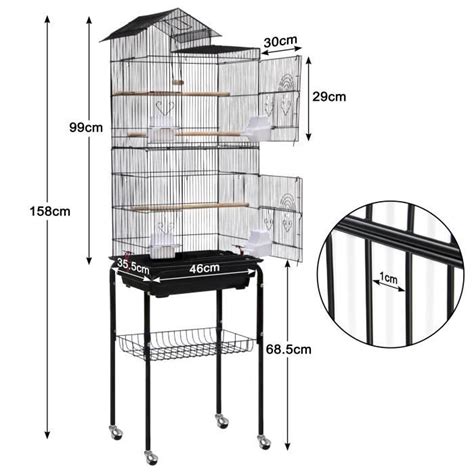 Lzq Cage Oiseaux Voli Re Pour Oiseaux En M Tal Avec Roues Et Support