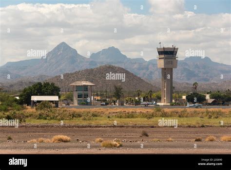 Mexico, Baja California Sur. Loreto airport, Sierra de la Giganta Stock ...