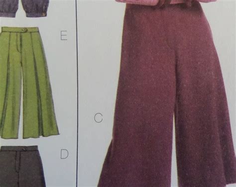 Wide Leg Gauchos Pattern Butterick 4861 Miss Sizes Knickers Straight