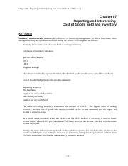 Chap007 Notes Doc Chapter 07 Reporting And Interpreting Cost Of