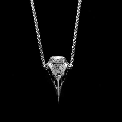 Ravens Necklace Vikings Skull Helm Of Awe Amulet Talisman
