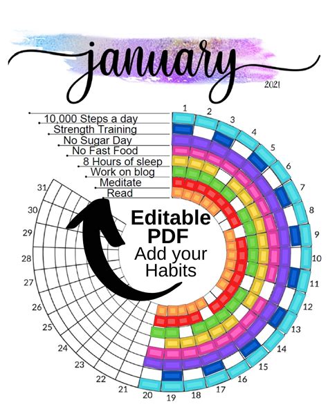 Circular Habit Tracker Printable