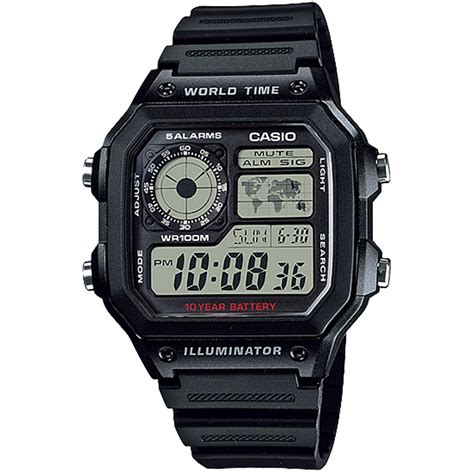 AE1200WH 1A Illuminator All Black Digital Watch CASIO