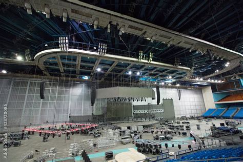 Installation Of Professional Stage Sound Light And Video Equipment