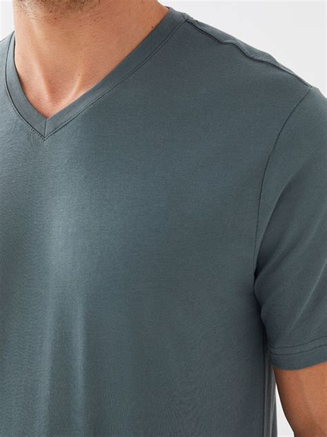 V Neck Short Sleeved Basic Combed Cotton Mens T Shirt S30114z8 H9d