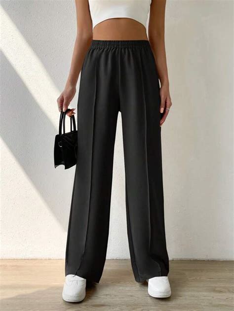 Shein Ezwear Pantalon Ample Unicolore Taille Lastique Mode En Ligne