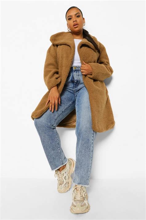 Plus Teddy Faux Fur Midi Coat Boohoo Usa