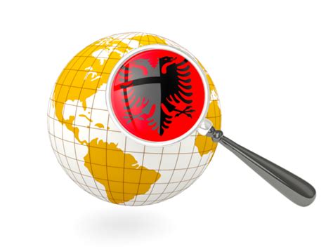 Magnified Flag With Globe Illustration Of Flag Of Albania