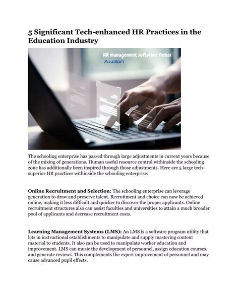 Ppt 5 Significant Tech Enhanced Hr Practices In The Education