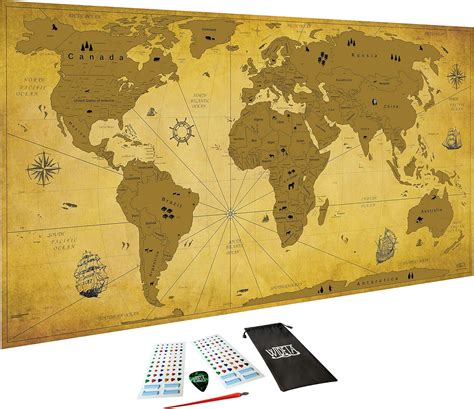 Carte Du Monde Gratter Vintage Xxl X Cm Papier Couch Extra