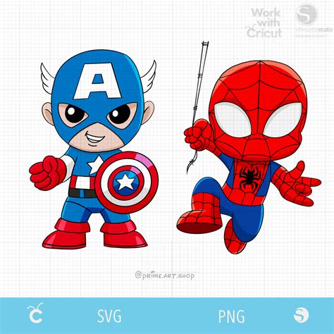 Baby Spidey And Captain America Superhero Svg Baby Avengers Inspire