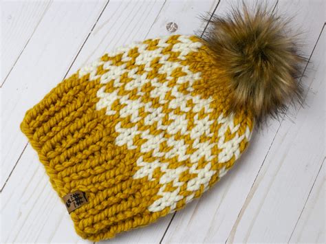 Diamond Fair Isle Womens Hat Free Knitting Pattern