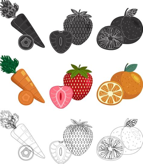 Premium Vector A Set Of Fruits And Vegetables