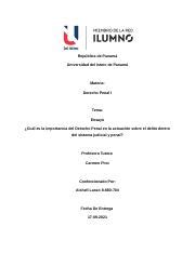 Actividad 1 Derecho Penal docx República de Panamá Universidad del