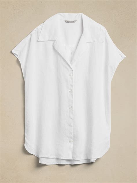 Clara Linen Short Sleeve Shirt Banana Republic