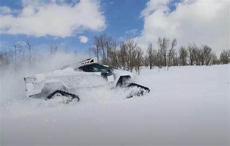 World S First Cybertruck On Tracks Plays In The Snow And It Works For