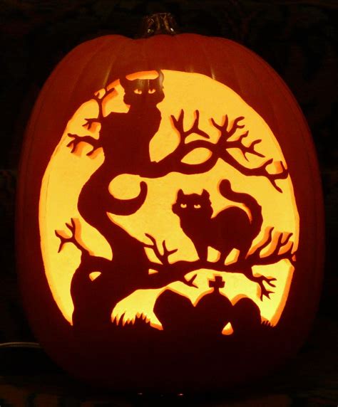 Cat Carved Pumpkin Pattern