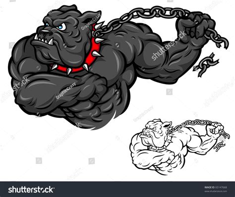 Muscular Cartoon Bulldog Breaks Free Chain Stock Vector 65147668