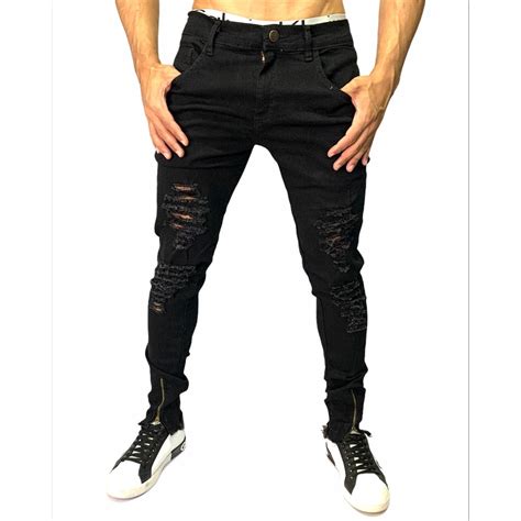 Calça Jeans Masculina Skinny Destroyed Rasgada Desconto no Preço