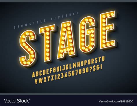 Retro cinema font design cabaret led lamps Vector Image