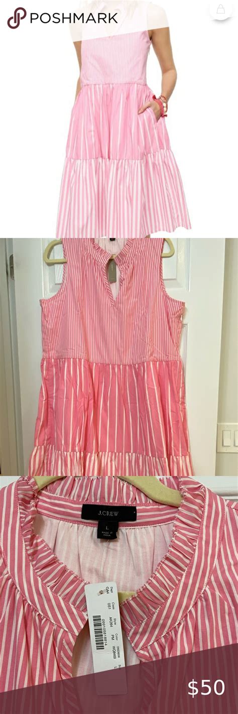 Nwt Jcrew Tiered Sleeveless Striped Sundress Nwt Pink Is Deeper Than