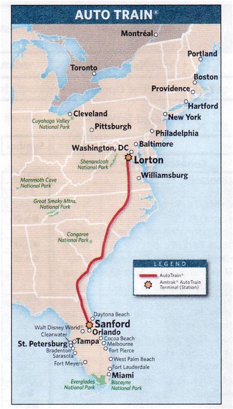 Amtrak Auto Train Map | Train map, Amtrak, Train car