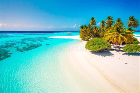 Maldives Tropical Island and Magnificent Sandy Beach with Clear Sea ...