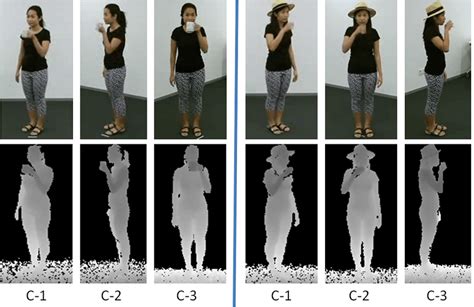 RGB And Depth Sample Frames From The NTU RGB D Human Activity Dataset