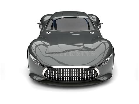 Metallic Granite Grey Modern Super Sports Car Top Down Front View