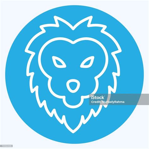 Icon Lion Related To Animal Head Symbol Blue Eyes Style Simple Design