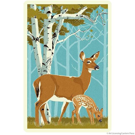 Cerf Biche Et Faon De Bouleau Arbres Wall Decal Etsy