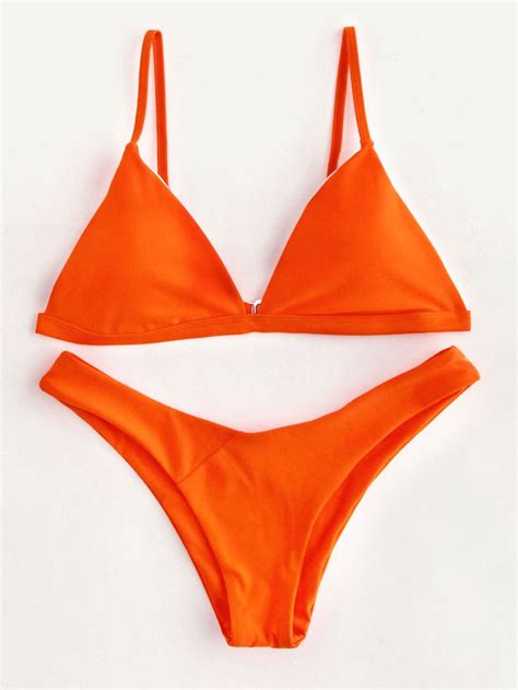 Shop High Leg Triangle Bikini Set Online SheIn Offers High Leg