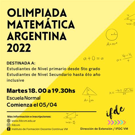 Olimpiada Matemática Argentina 2022 Ifdc Villa Mercedes San Luis