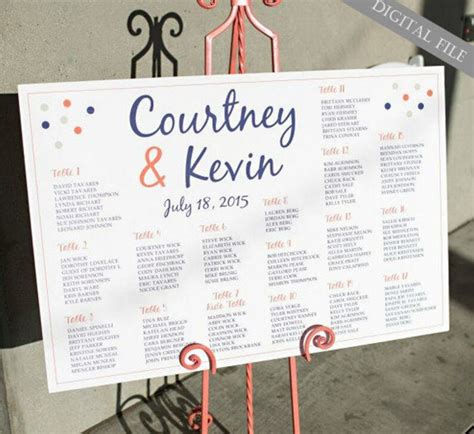 White Wedding Seating Chart Poster Digital Gold Wedding Etsy