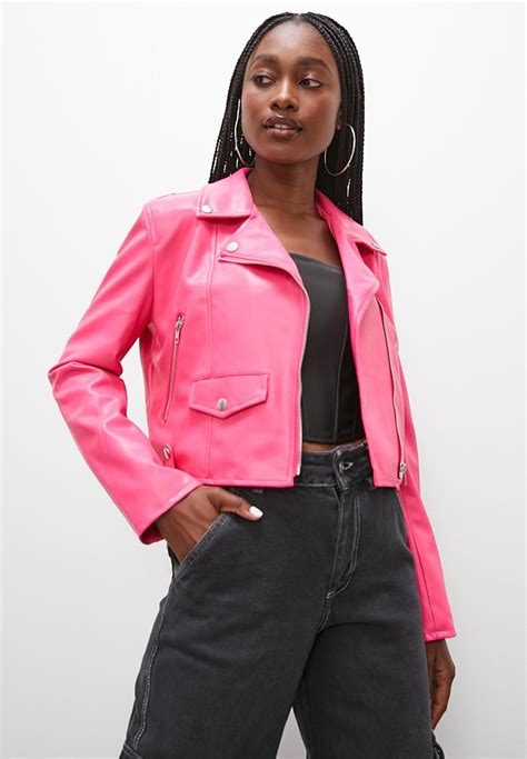 Cropped Biker Jacket Cerise Blake Jackets Superbalist