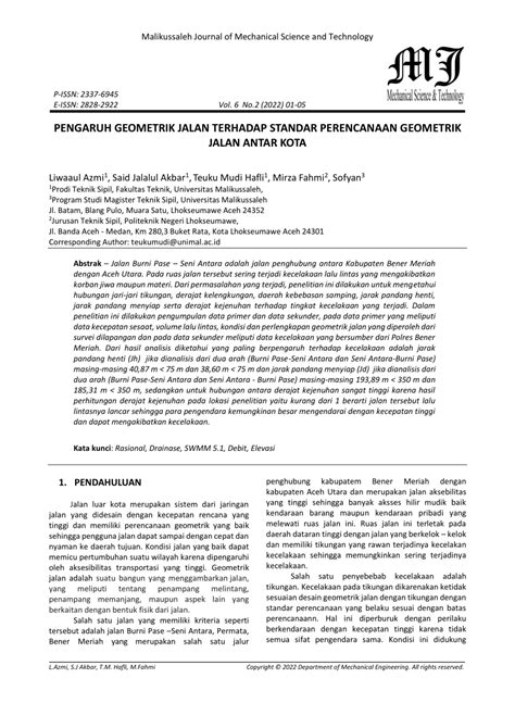 Pdf Pengaruh Geometrik Jalan Terhadap Standar Perencanaan Geometrik