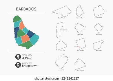 Map Barbados Detailed Country Map Map Stock Vector Royalty Free