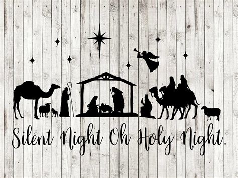 Nativity scene silent night oh holy night svg jesus baby | Etsy