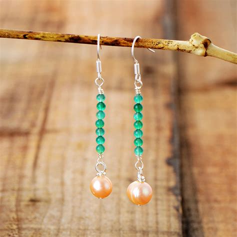 Boucles D Oreilles En Pierres Naturelles Onyx Vert Chakras Shop