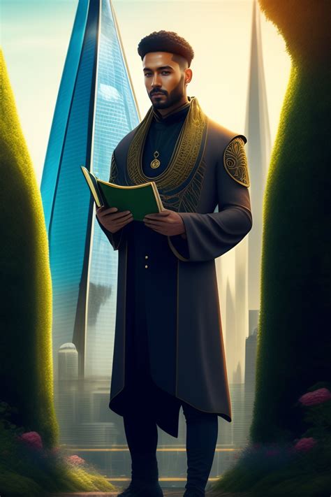 Lexica Man Dress In Solarpunk Attire Reading A Book With Background