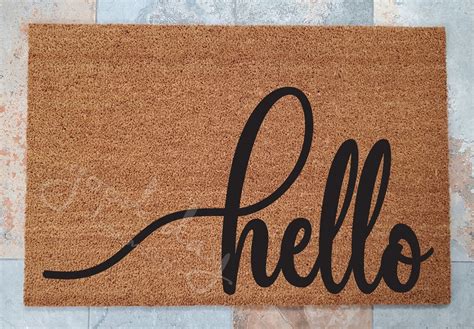 Hello Doormat Hello Welcome Mat Custom Doormat Welcome Mat | Etsy