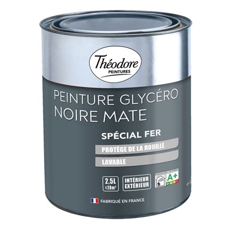 Peinture Glycéro Antirouille Fer Théodore Peintures Noir Mat Pot 25l